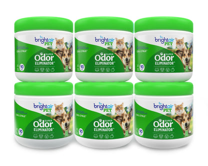 Bright Air 14 oz. Super Odor Eliminator, for Medium-Size Spaces, Cool Citrus Scent, Case of 6, Air Freshener, Natural Essential Oils, Lasts Up to 90 Days Each