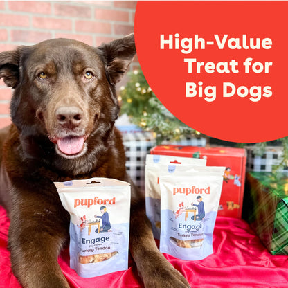 Pupford Turkey Tendon Dog Treats, High-Protein Chews for Healthy Teeth & Joints, Single Ingredient, Grain-Free, Made in USA (2.5 oz)
