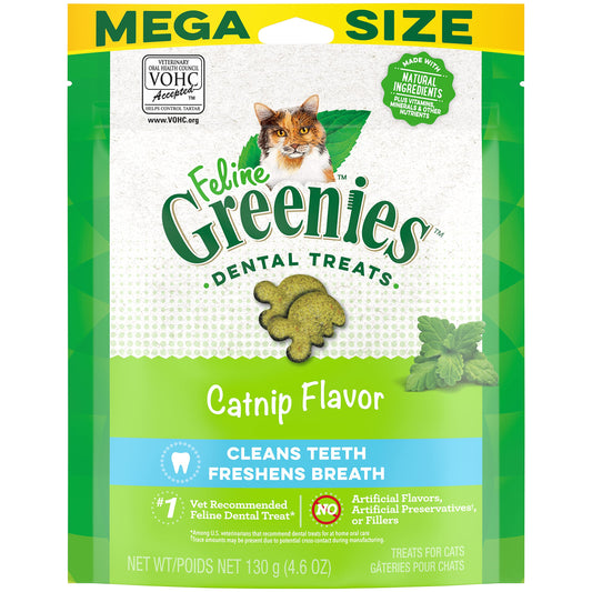 Greenies Feline Adult Dental Cat Treats, Catnip Flavor, 4.6 oz. Pack